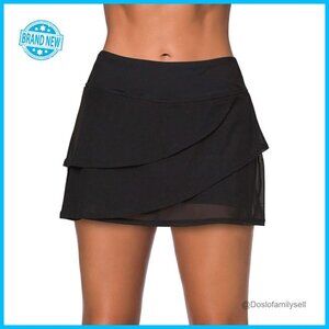 Ruffle Swim Skirt Bottom Elastic Waistband Layered Swimsuit Chic Beach Wear